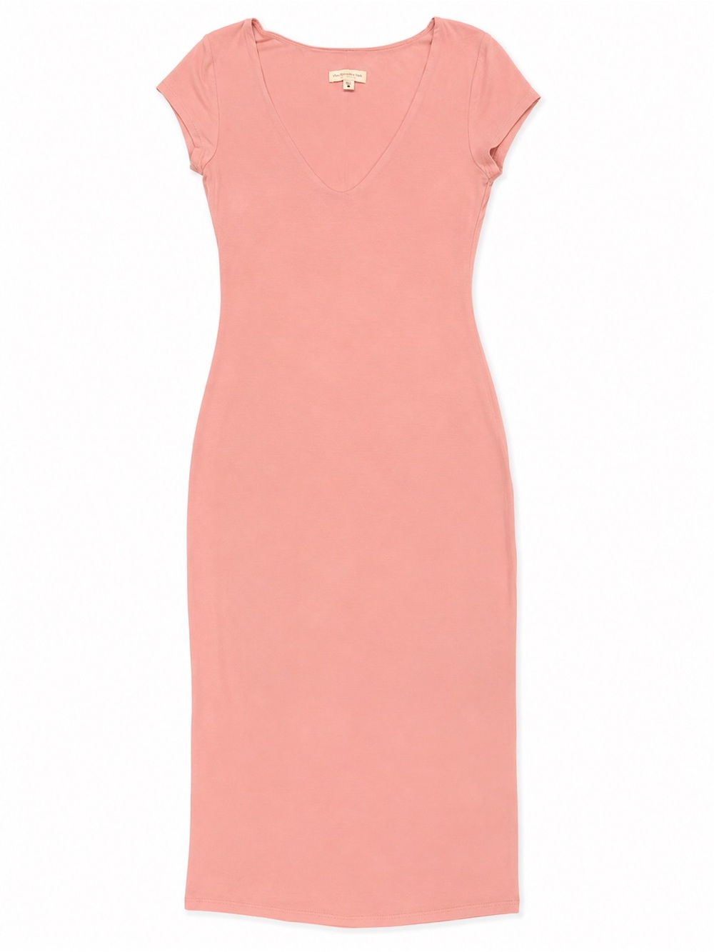Women's Pink V-Neck Bodycon Midi Dress